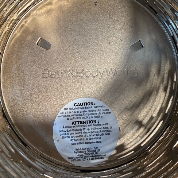 Bath & Body Works Gold and Silver Metal Candle Holder Sleeve Fits 3 Wick Candles - Picture 3 of 4